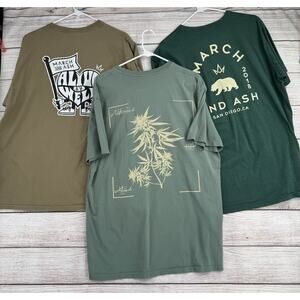 Lot of 3 March and Ash Logo Short Sleeve T-Shirts XL Shades of Green San Diego